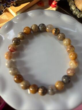 Crazy Lace Agate Beaded Stretch Bracelet